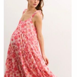 Hatch Anselmi Floral Pink Midi Dress Maternity Medium NWT